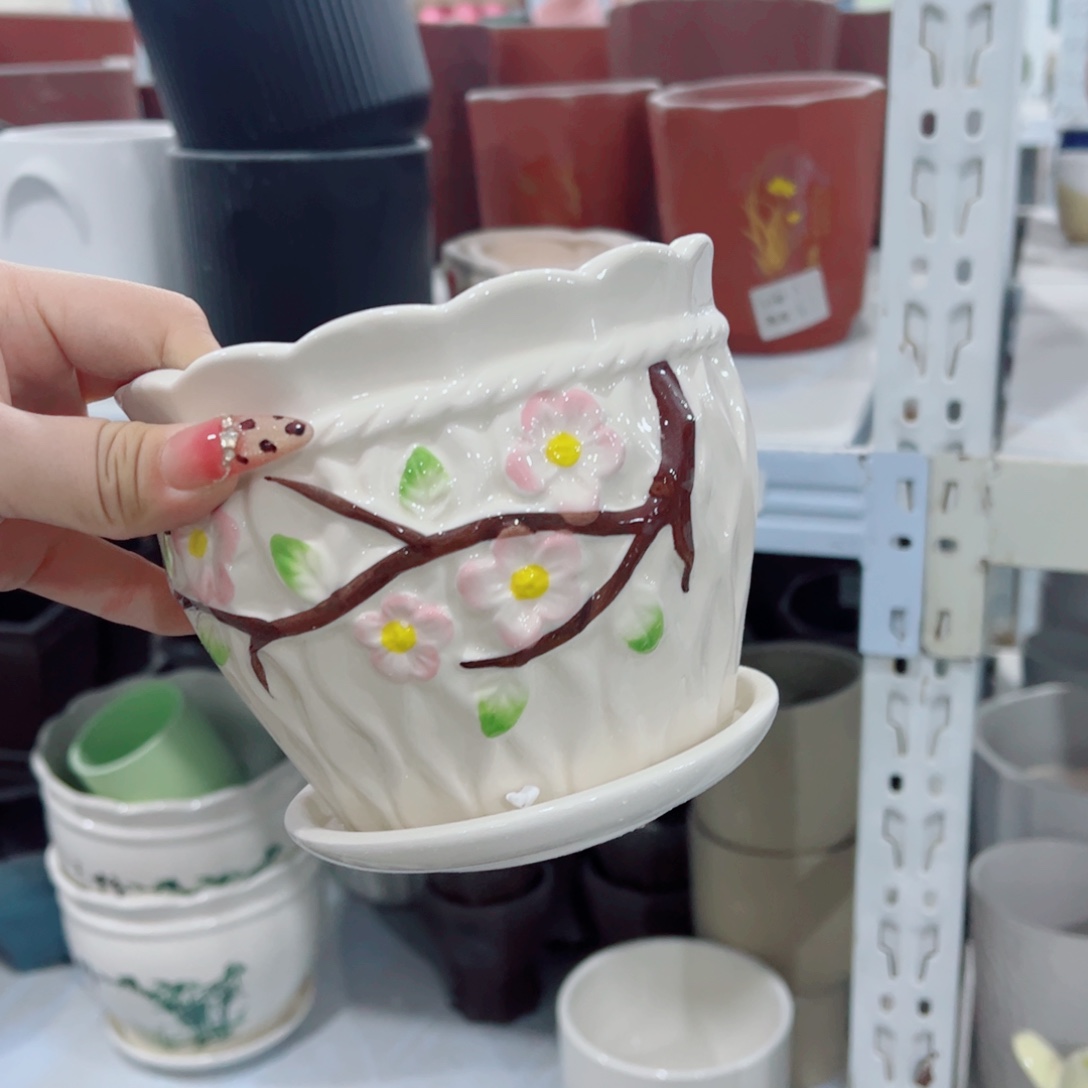 有孔，陶瓷花盆满10米包邮发货