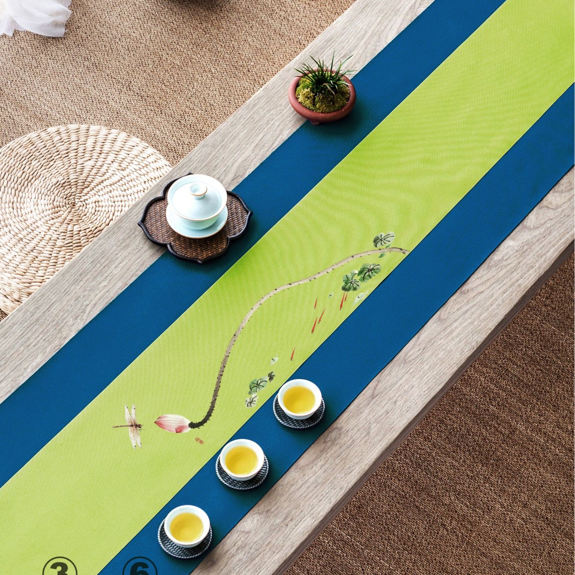 【81】 TW听荷06（面20+底40）*1.8米 2.5米 3米茶席三件套 