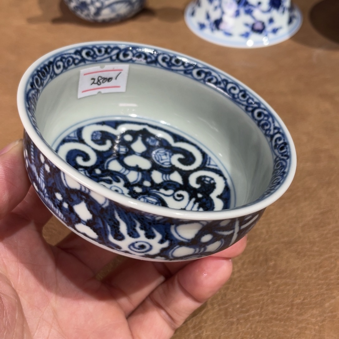 不***空摆件瓷古蓝堂制杂宝炉式杯