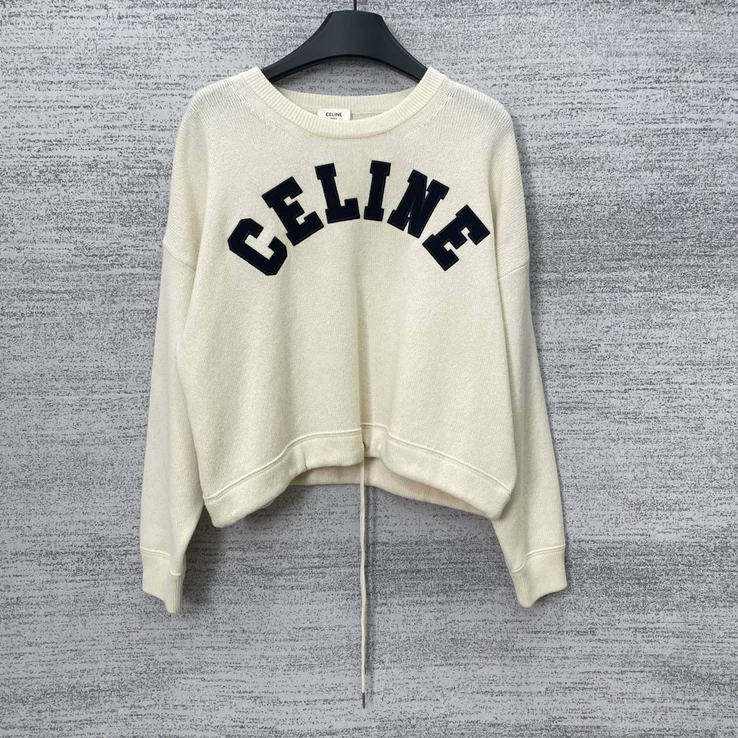 99新 Celine/思琳 A100391/字母logo米色圆领毛衣/XS码