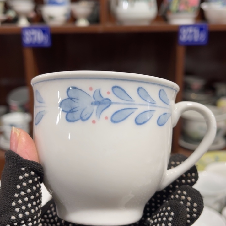 陶瓷醴陵釉下青花耳杯140毫升