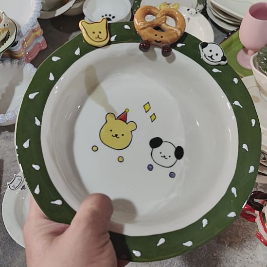 王***旺便携款陶瓷瑕疵陶瓷介意不拍绿边草帽8寸