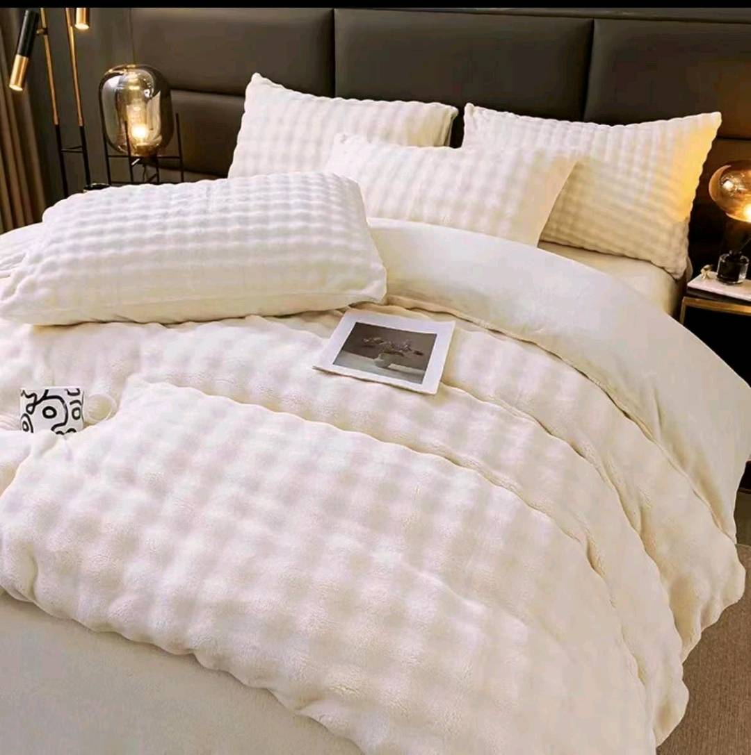 年冬大促冬季牛奶绒床品四件套长短兔毛特价款