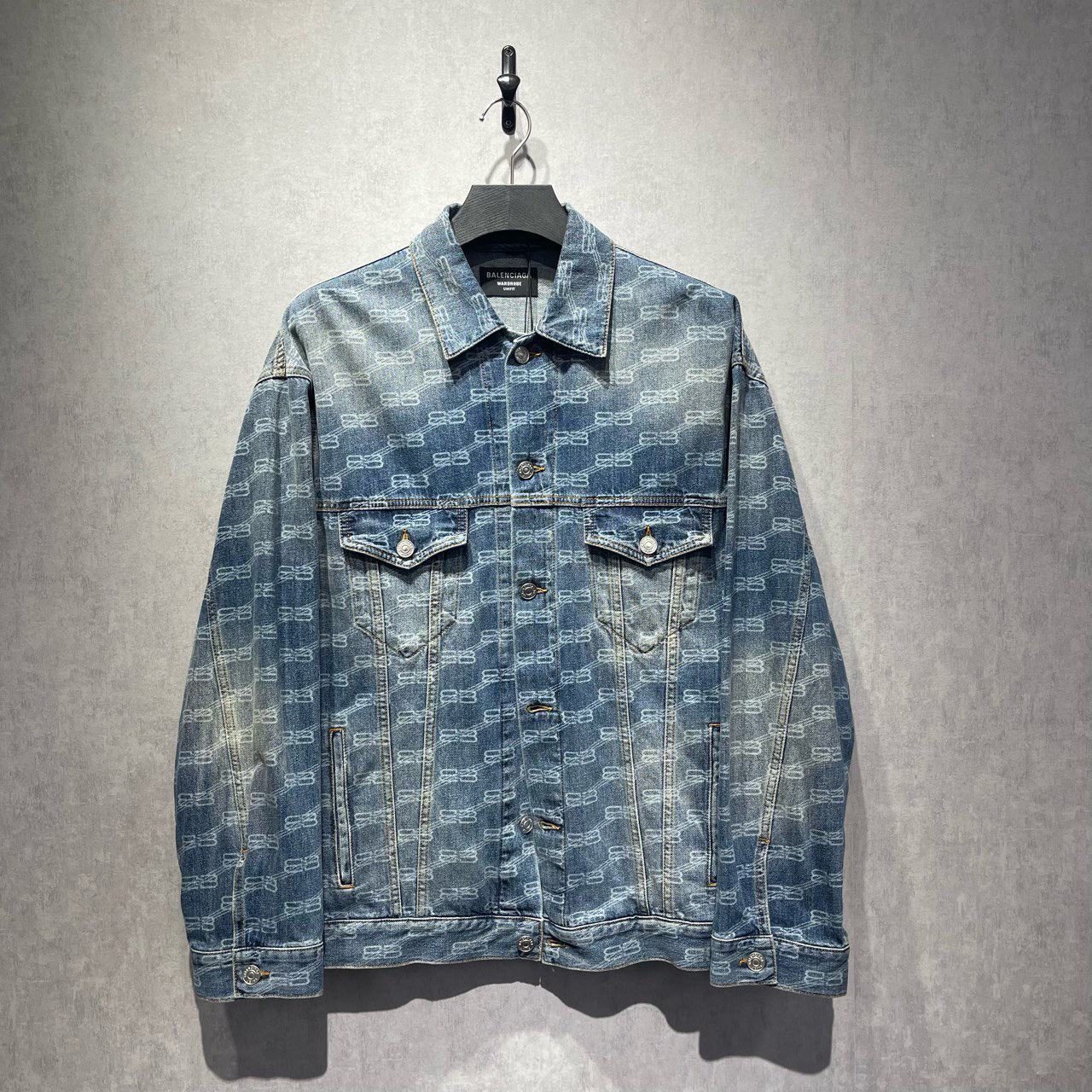 全新未使用 Balenciaga/巴黎世家 双Blogo满印牛仔衣/XS码/14700