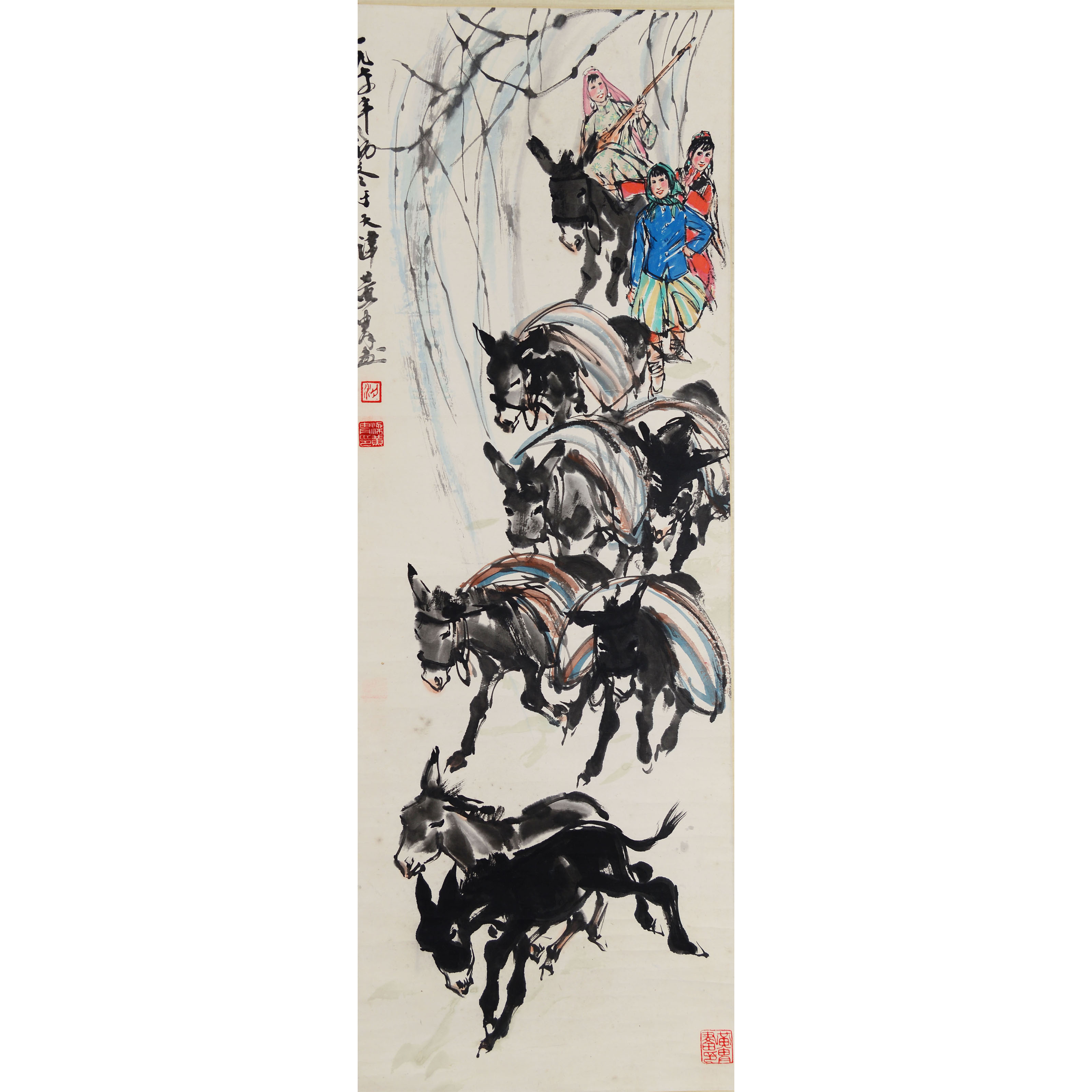 D14 11HZ运粮图 纸本立轴  98.5*35cm