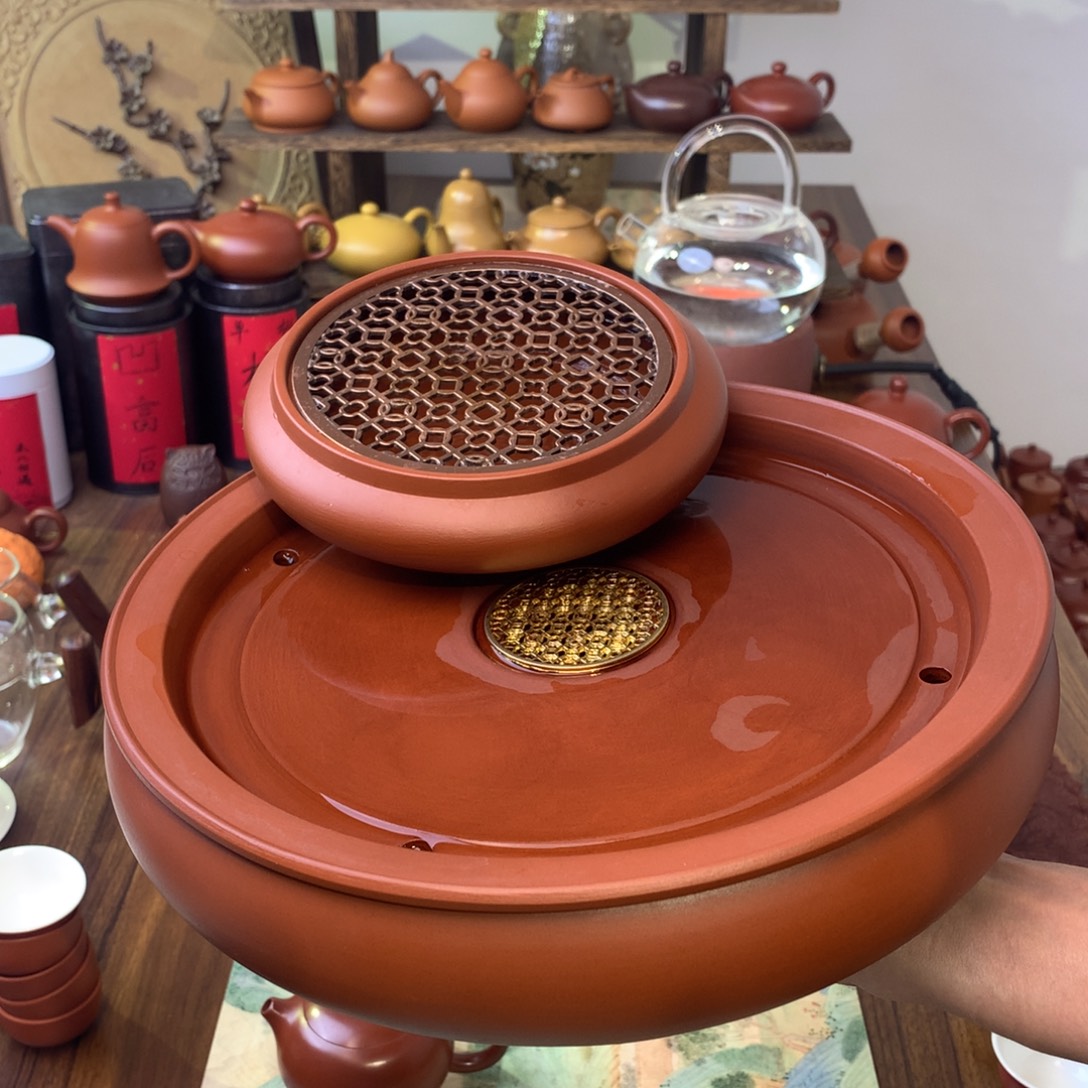 手拉茶盘10.5英寸+大金属壶承