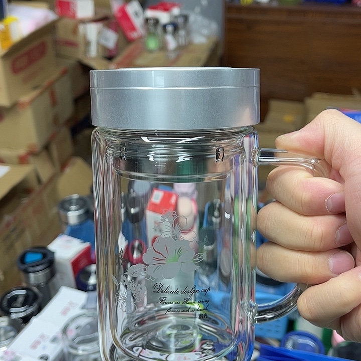 茶隔款玻璃富光把手杯520毫升