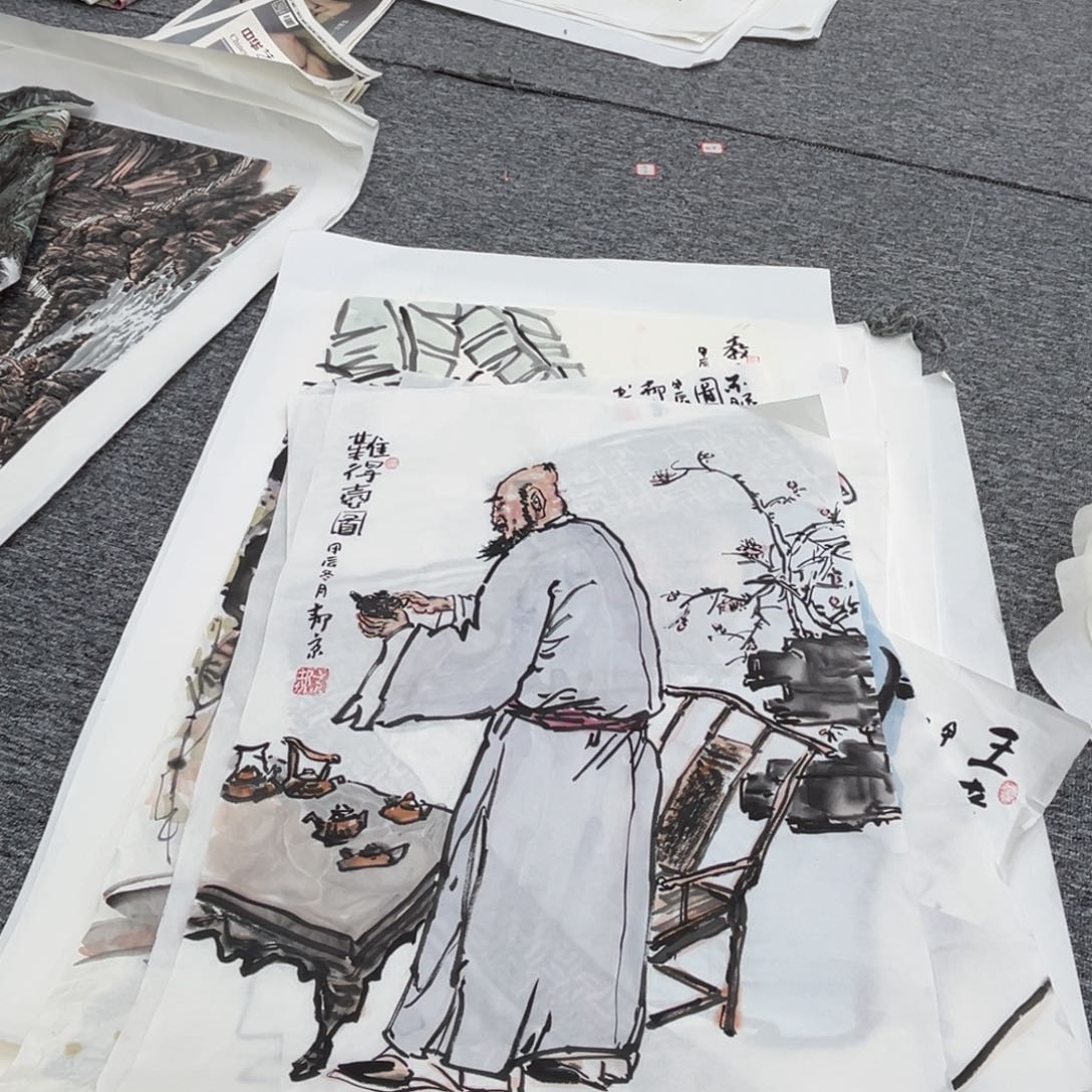 国画郝京老师四尺三开绘画