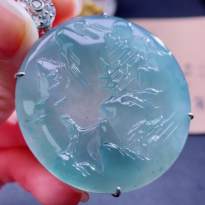 翡翠吊坠(不含链)银S925镶嵌