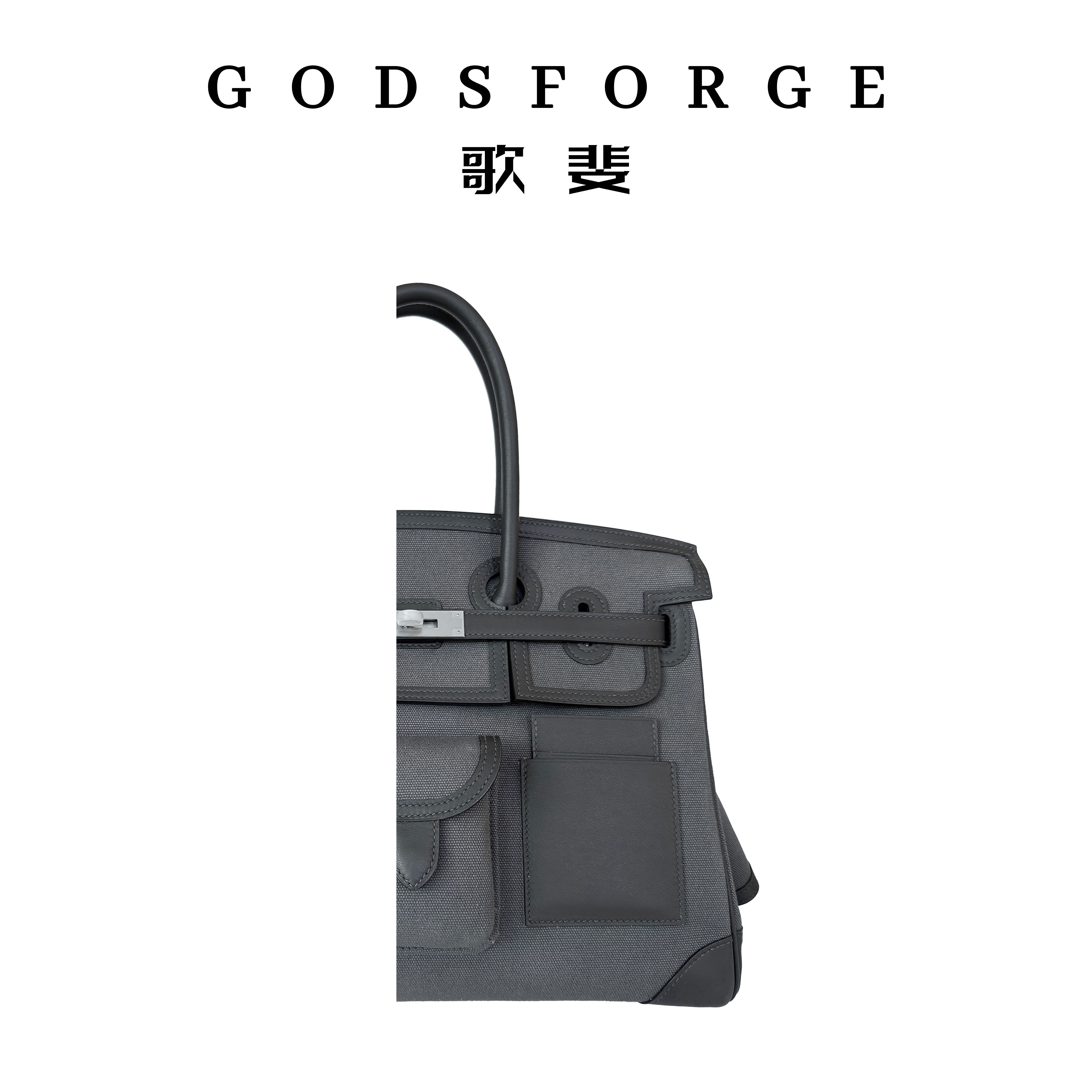 GODSFORGE-BK35(cargo) 全蜡线手缝原厂牛皮拼帆布2025高端定制包