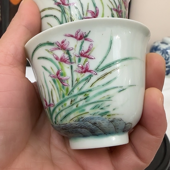 大***鹏陶手工绘画粉彩＿对杯
