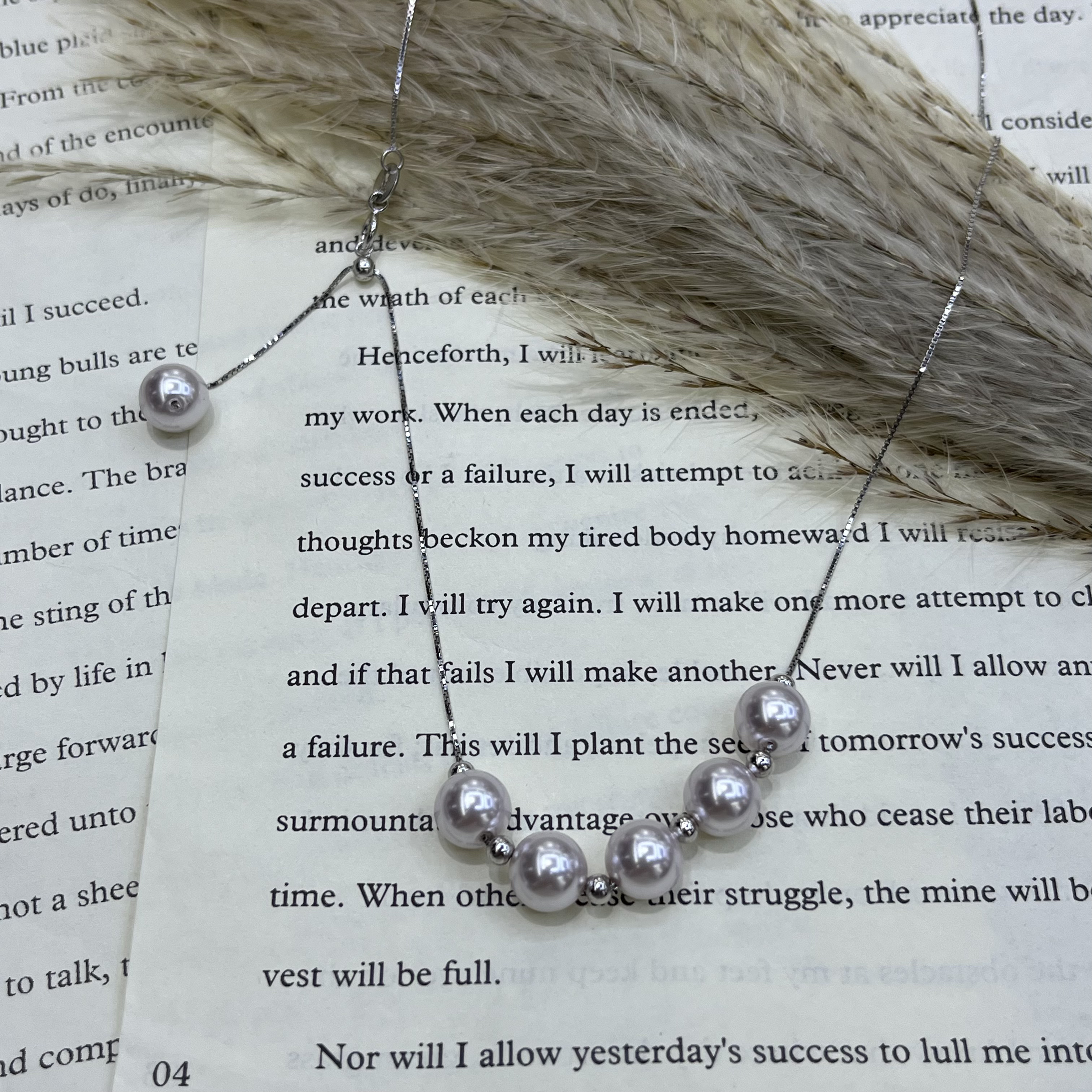 链子925银仿珍珠 银饰曼塔玫瑰项链8mm-0479