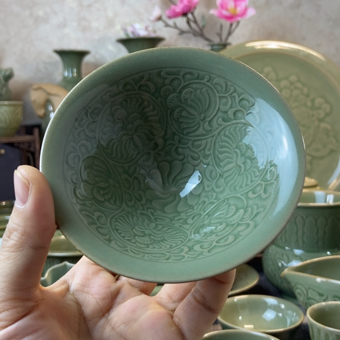 耀州窑耀州窑福利款团菊斗笠