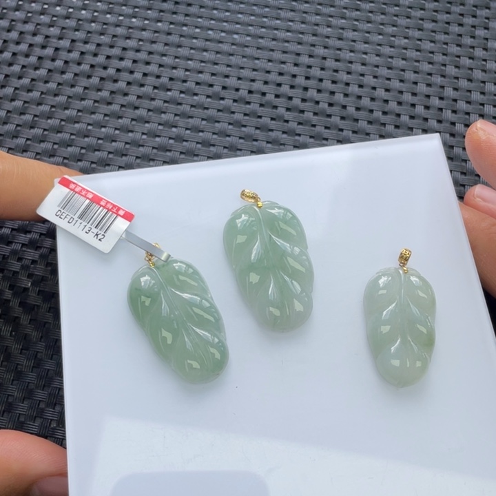 颈饰未镶嵌翡翠翡翠叶子吊坠k金扣头