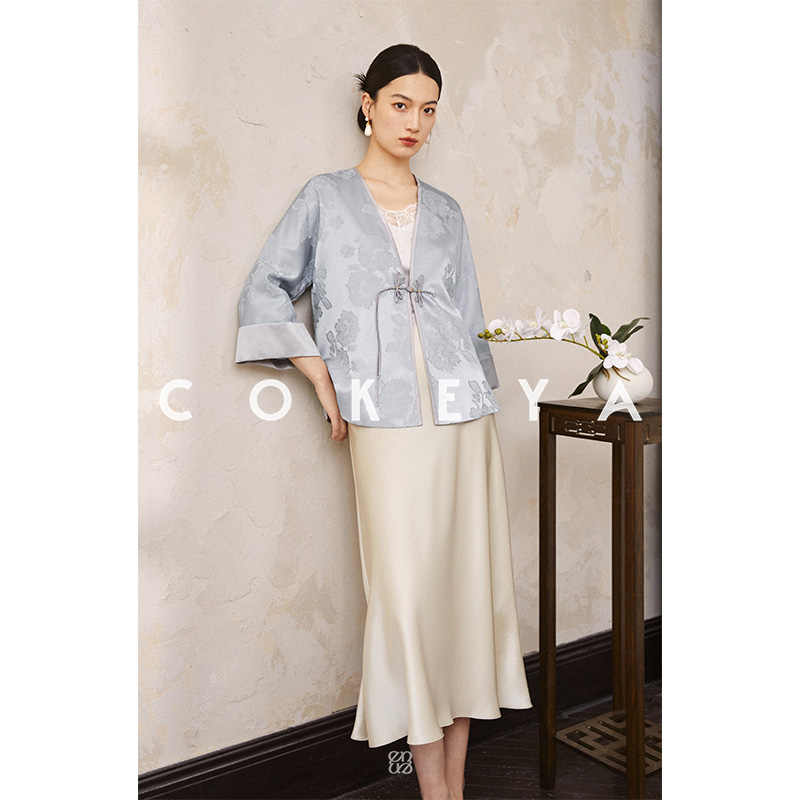 COKEYA/东方美人~温婉如玉 6A级20姆米真丝新中式国风开衫外套女