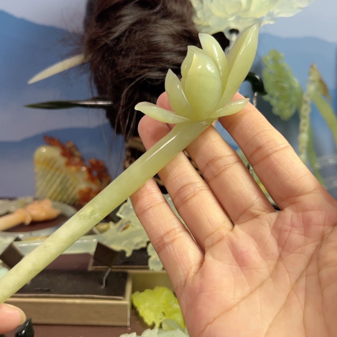蛇纹石玉发饰合金
