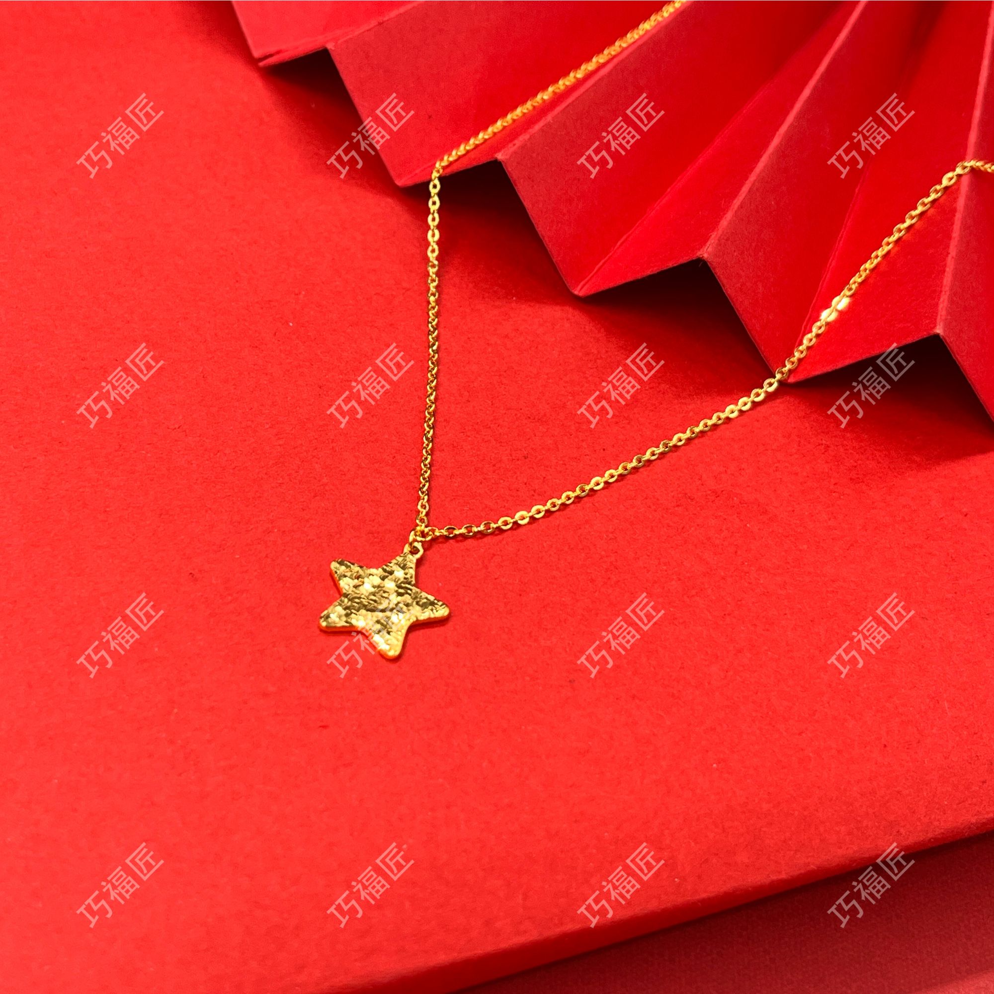 坠链均足银 锤纹星星套链 气质百搭款时尚复古简约精美