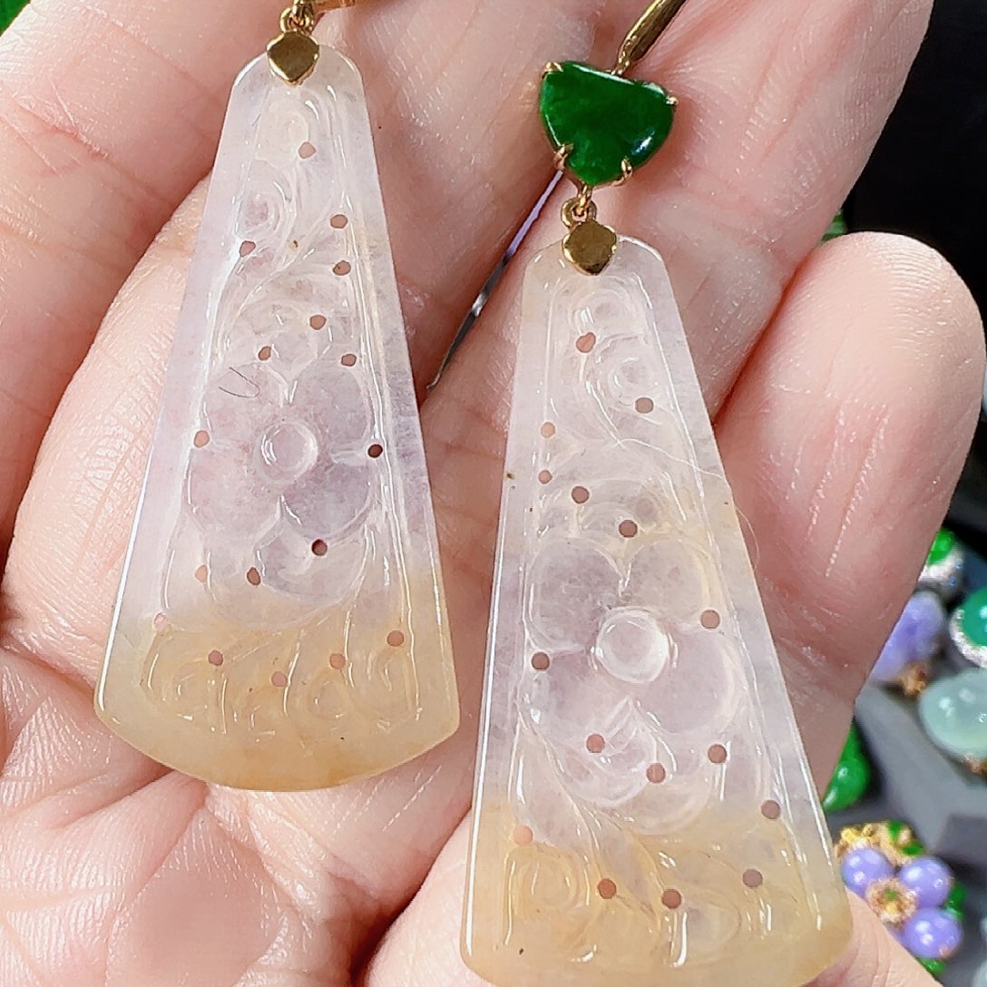 翡翠耳饰18K金镶嵌签收后24小时鉴赏期