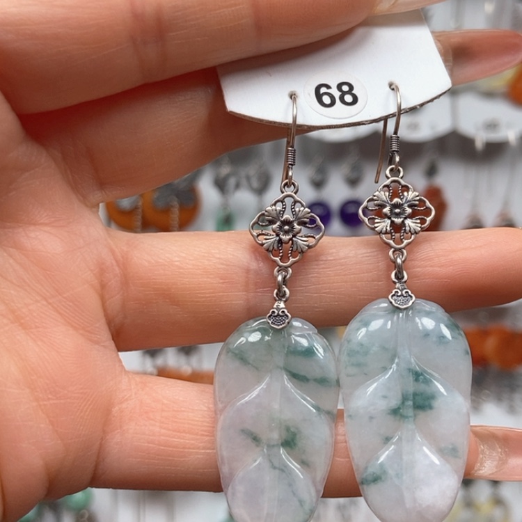 【闪购商品】翡翠耳饰银S925镶嵌耳饰