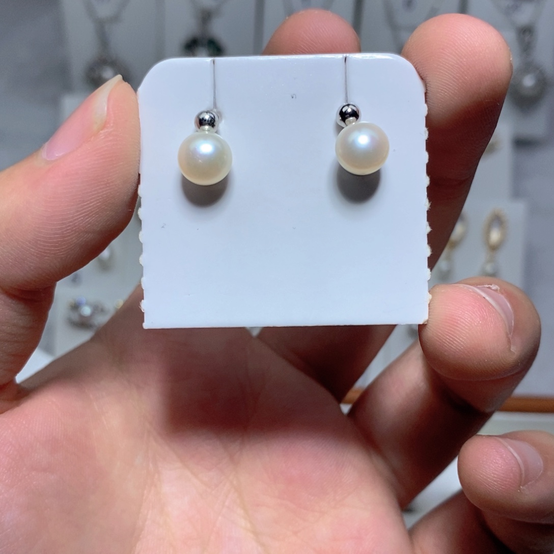 耳饰淡水珍珠银S925镶嵌