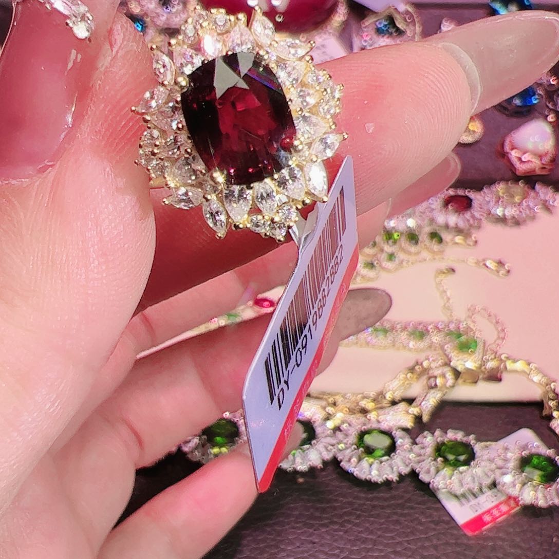 碧玺碧玺戒指银S925镶嵌