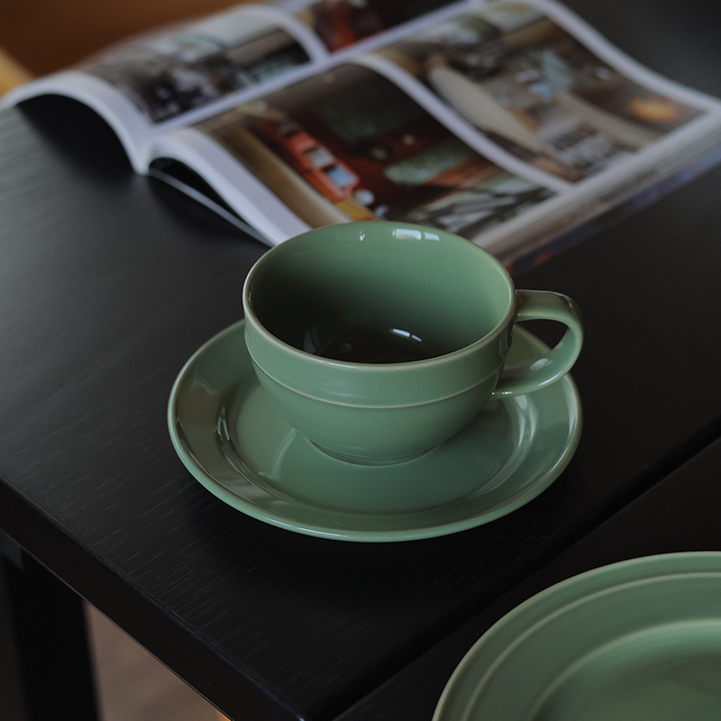 【瑕疵】Camus say 无畏系列 绿色咖啡杯碟杯10.5×6.8cm碟16.8×2cm 