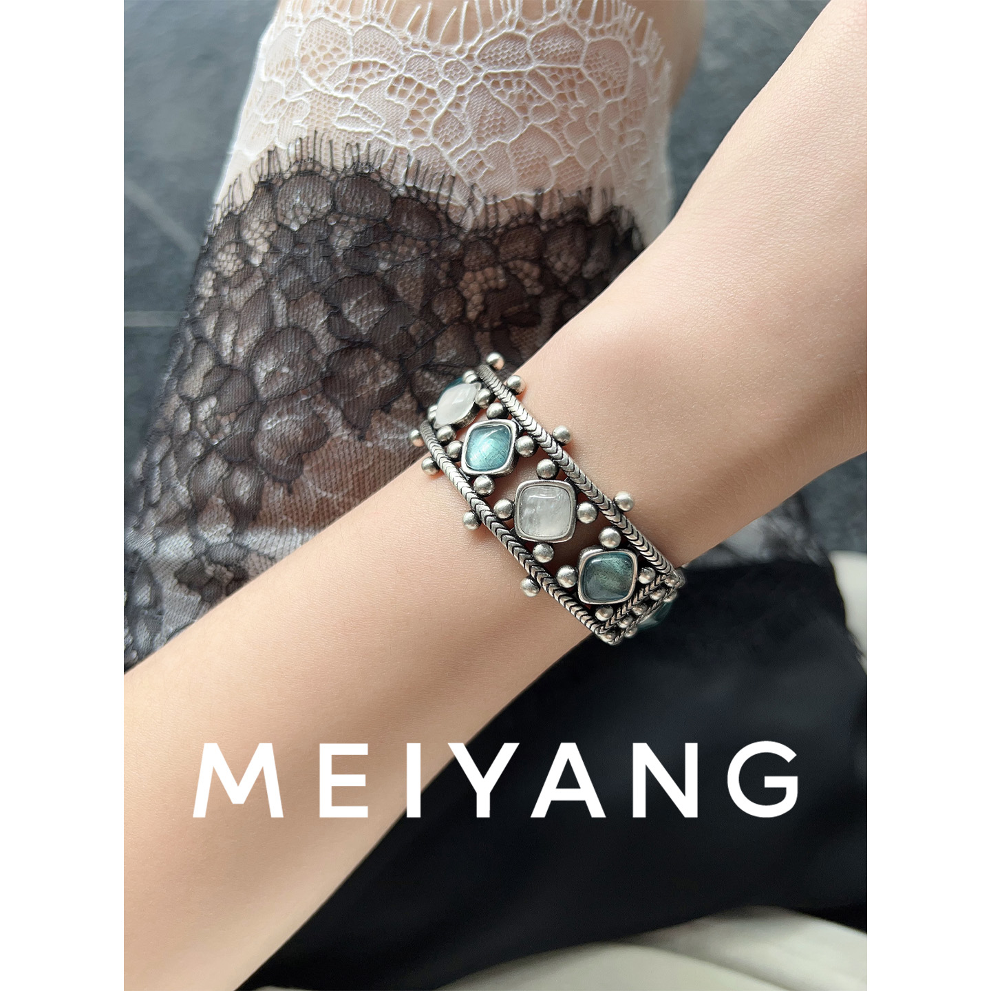 美洋MEIYANG 古迹手镯 时光密语！玻璃X水晶_中古做旧手饰-周四