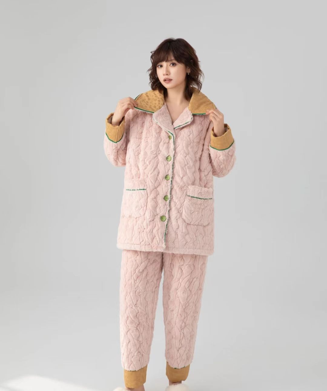 加厚睡衣套装家居服网红短款宽松小香风气质洋气时尚