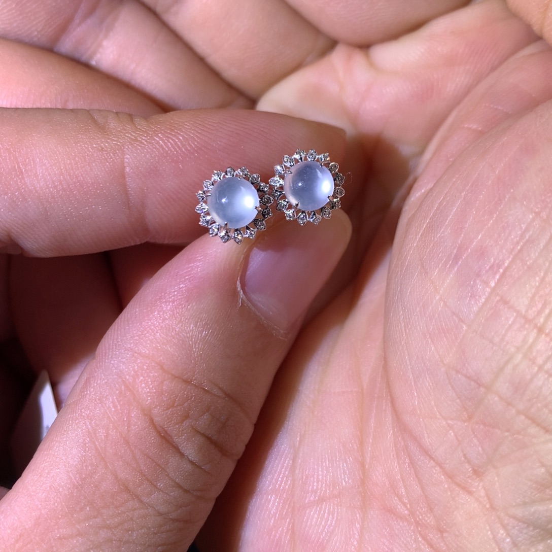 翡翠18K金镶嵌耳饰翡翠