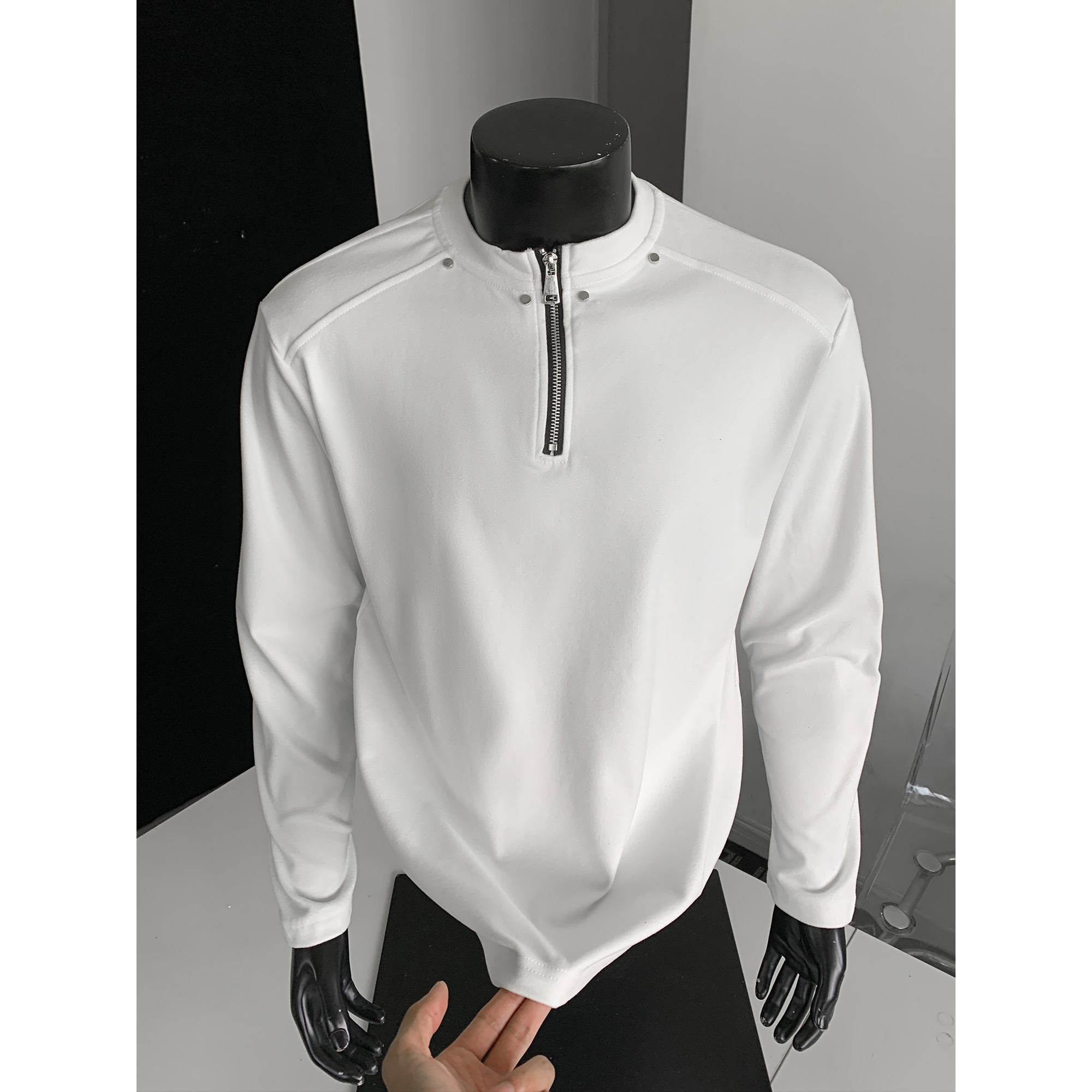 York Zoom秋季新品长袖拉链透气宽松圆领卫衣T恤打底衫上衣纯色