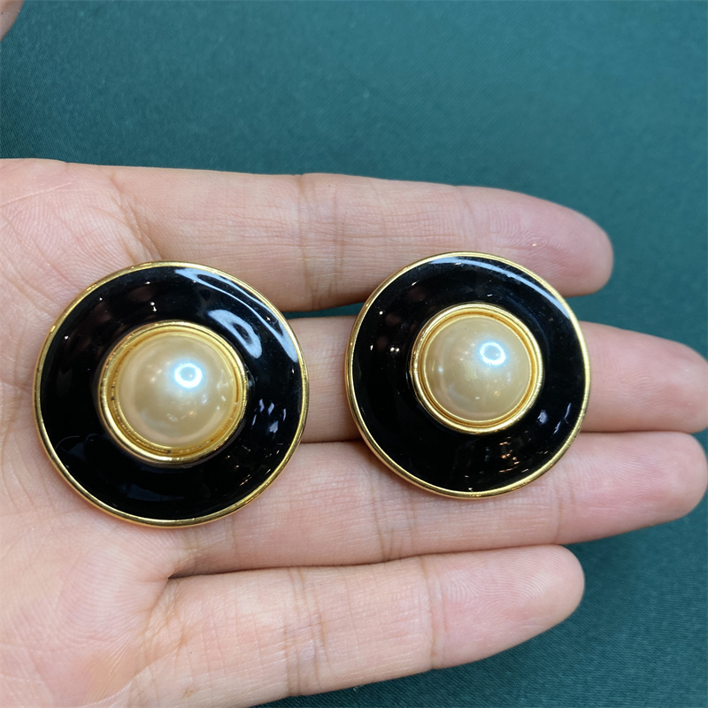 合金耳饰 PREMIER黑金珐琅大圆盘耳环2-18【2070606-073】