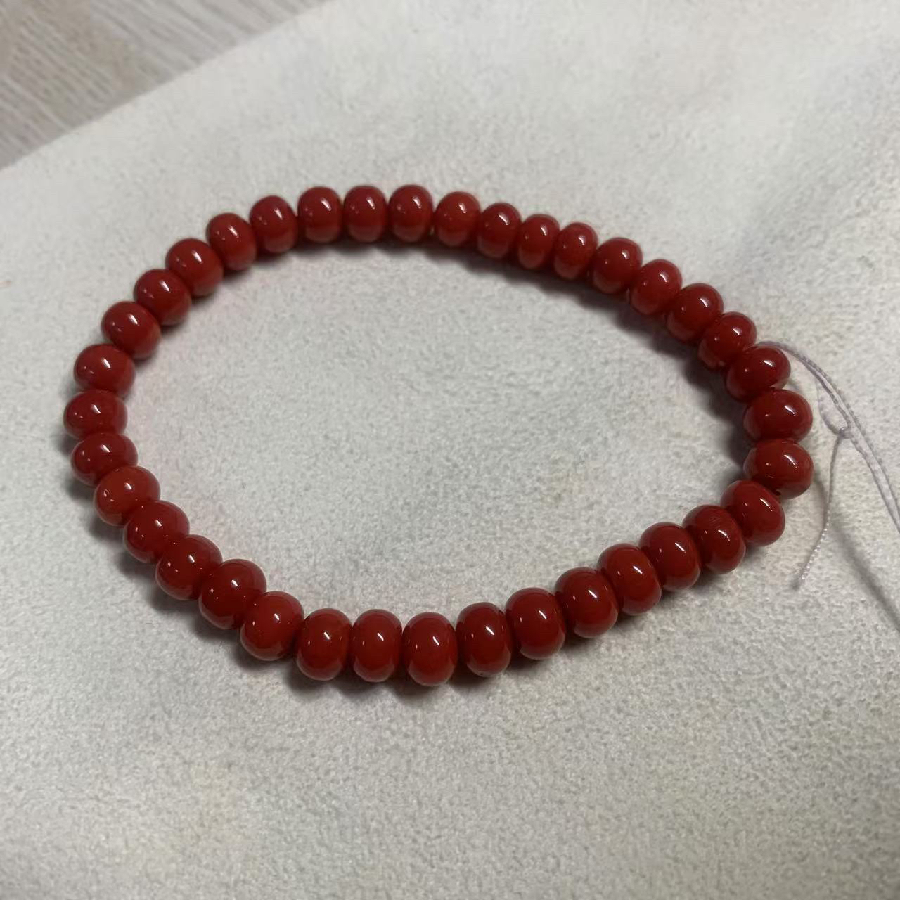 红珊瑚算盘珠手串6.2-6.6mm