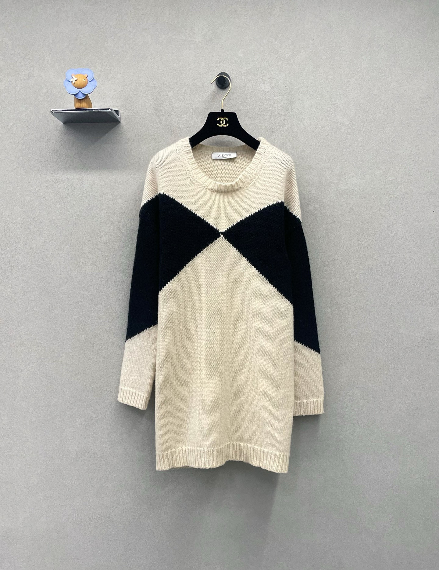 99新 Valentino/华伦天奴 拼色针织毛衣时尚女装/