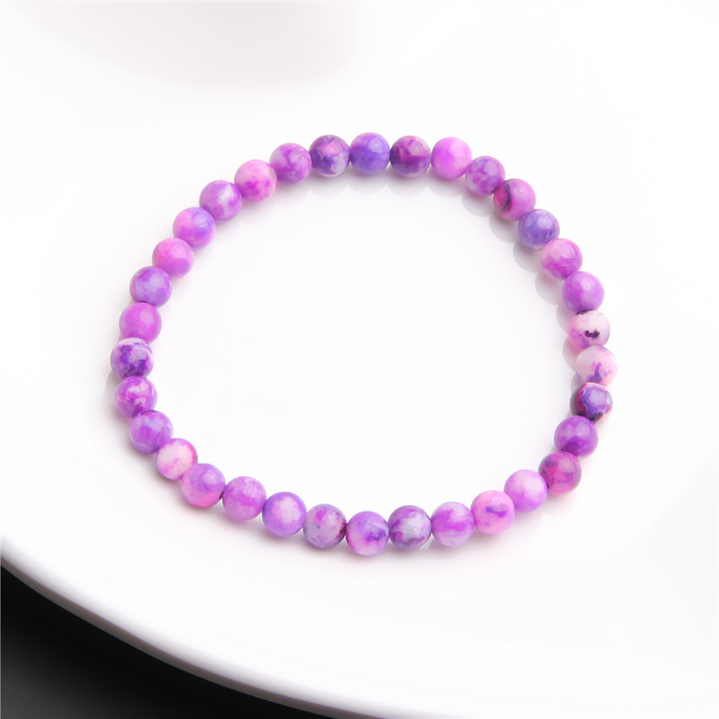 红蓝紫白丝绒舒幻彩6MM圆珠手链 K0002 多样性发一