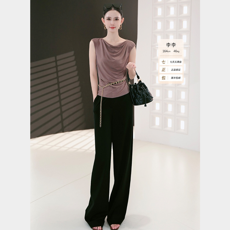 GIRDEAR/哥弟真的好新款时尚琥珀百搭直筒裤高腰显瘦阔腿裤810001