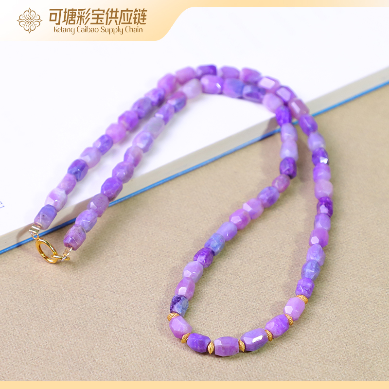 南非舒俱来 18K金 S级冰紫粉糖果 舒俱来项链 KTCB-4394