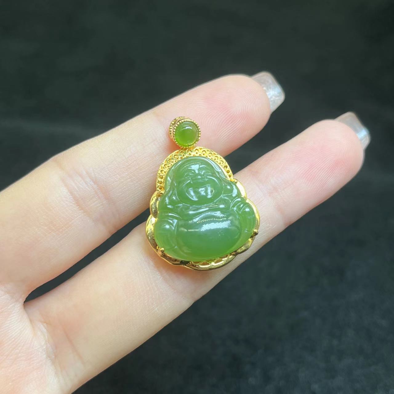 【大吉珠宝】18K金镶和田玉吊坠-Y11875【约17*18mm】