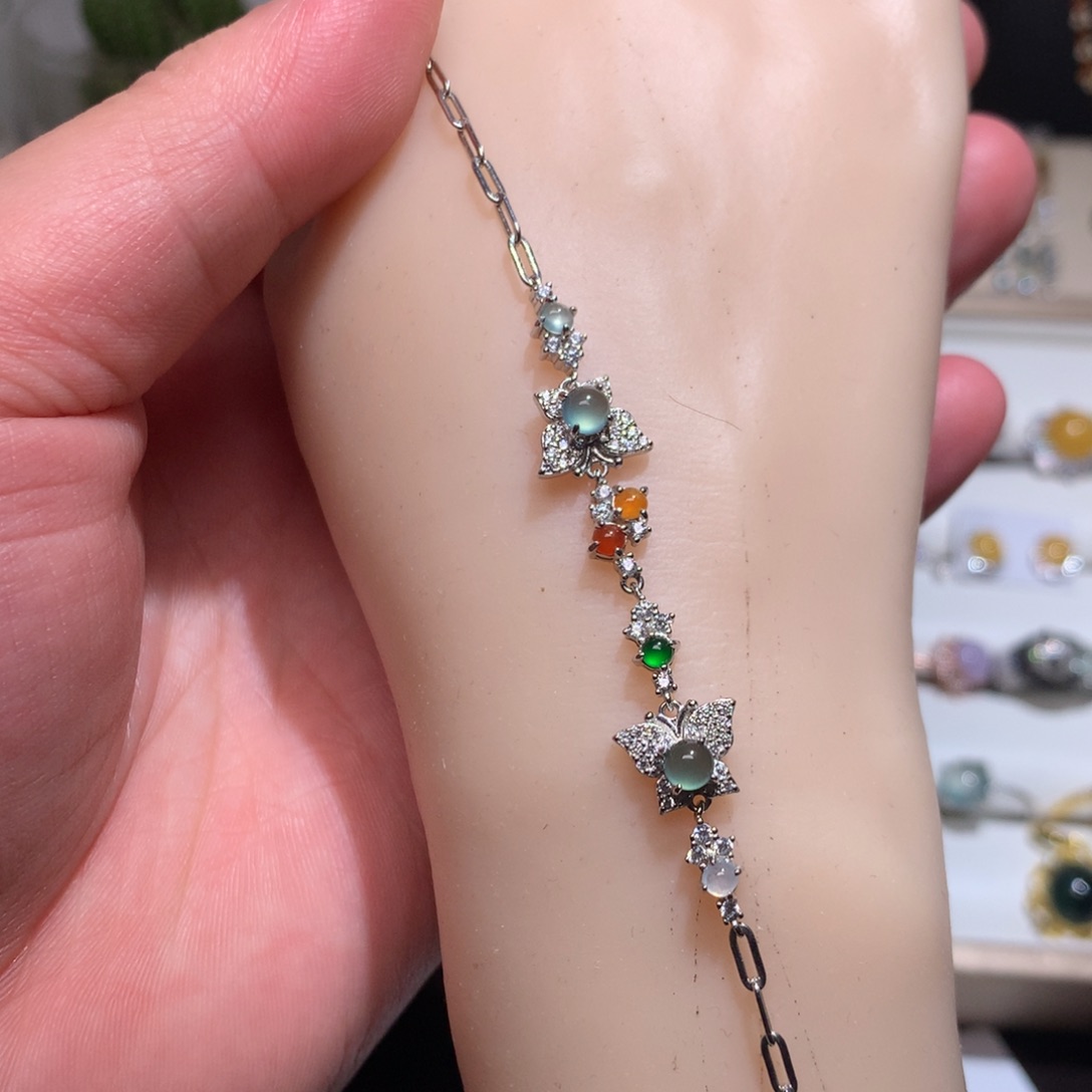翡翠耳饰银S925镶嵌0033