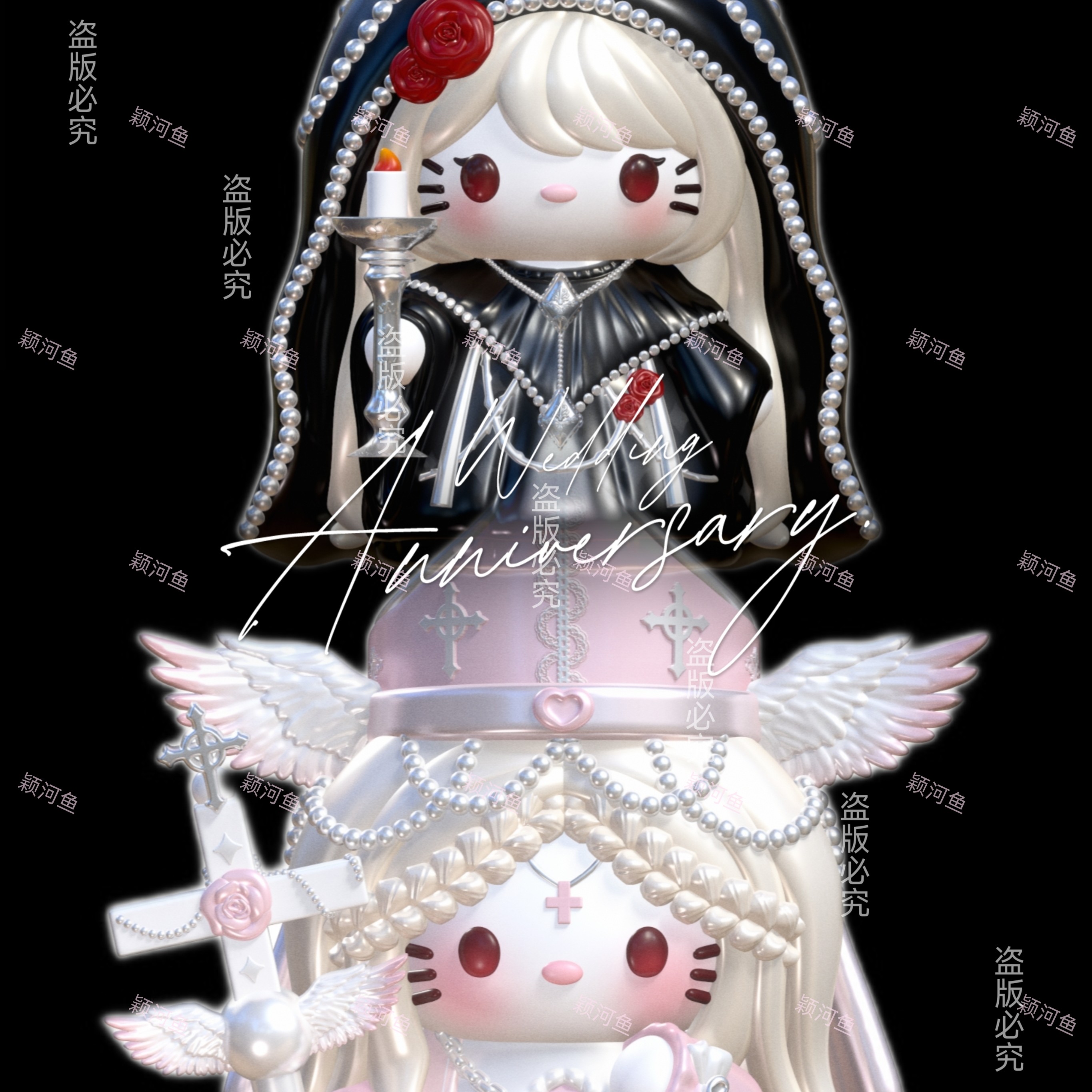 【独家双生子黑粉3DKitty】大贴纸封口贴背卡装饰贴打包材料