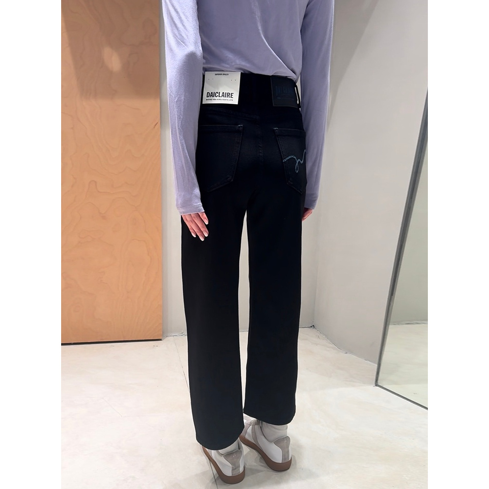 代-60510四面弹 牛仔裤女2025秋冬新款高腰黑色防掉色 九分直筒裤