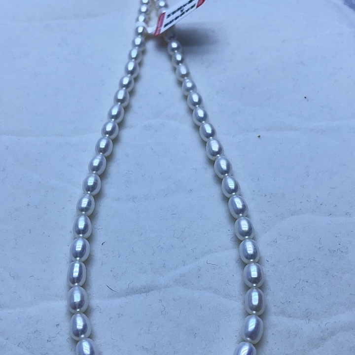 淡水珍珠项链银S925镶嵌5-5.5镜面无核米