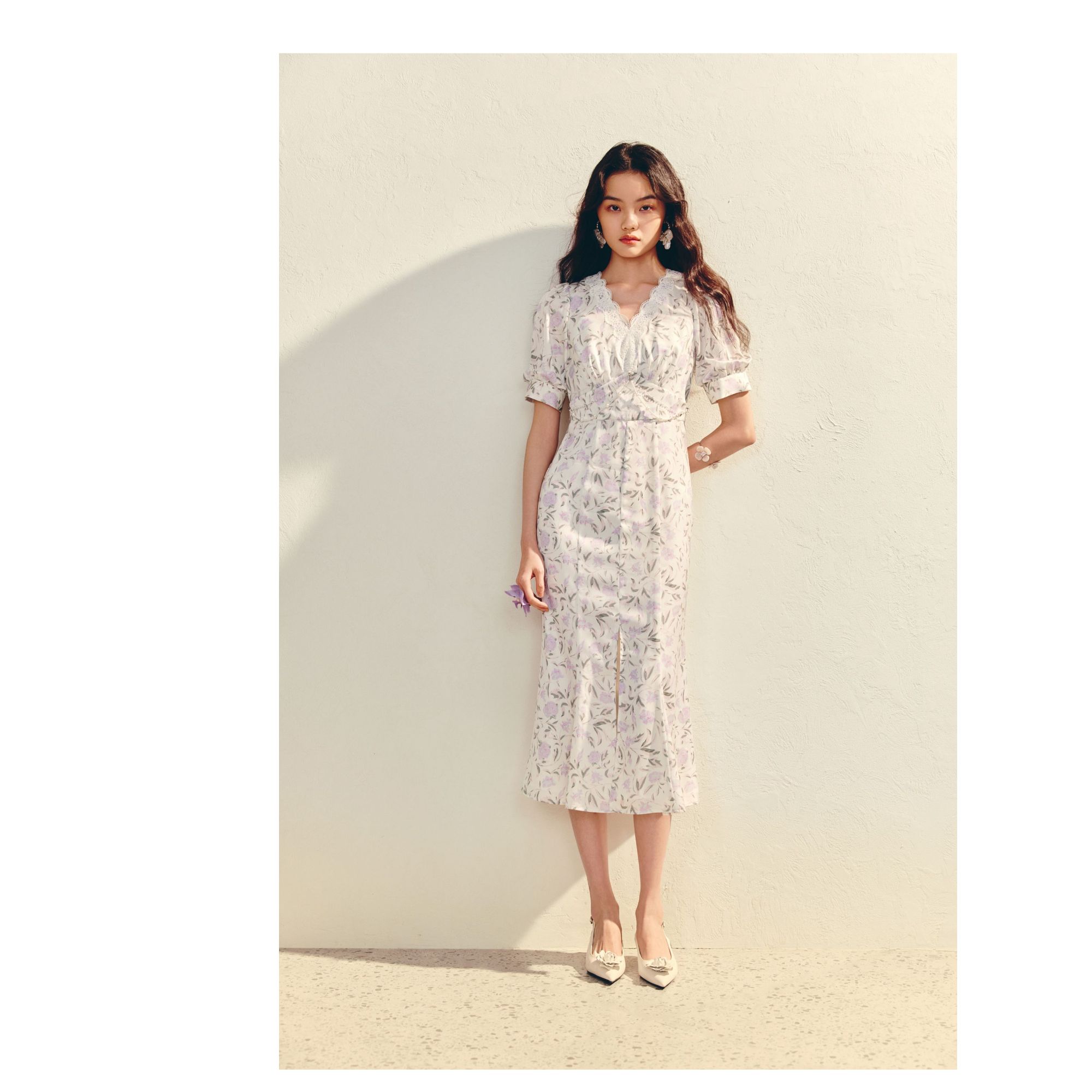 MAXRIENY2025年春夏新款印花浪漫感连衣裙气质法式收腰优雅裙子