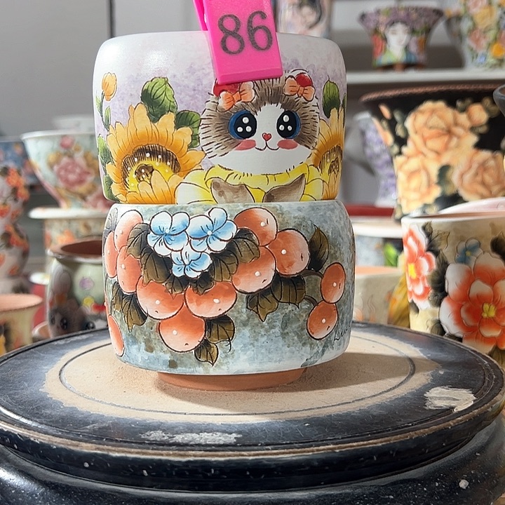 满39.9包邮景德镇手绘花盆没****豹