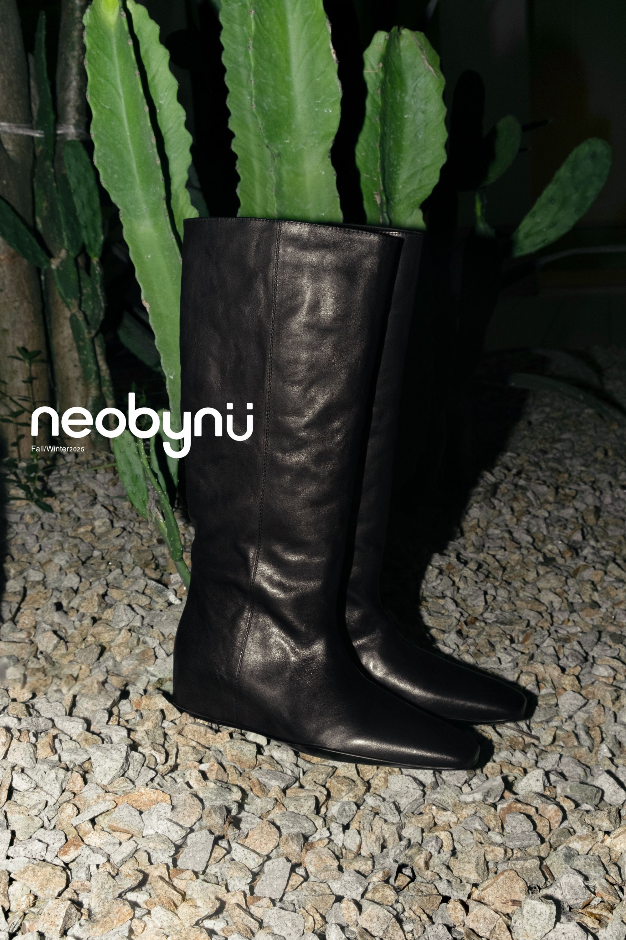 JIL内增高SANDER一脚蹬黑色及膝高筒靴复古植鞣牛皮进阶版长筒