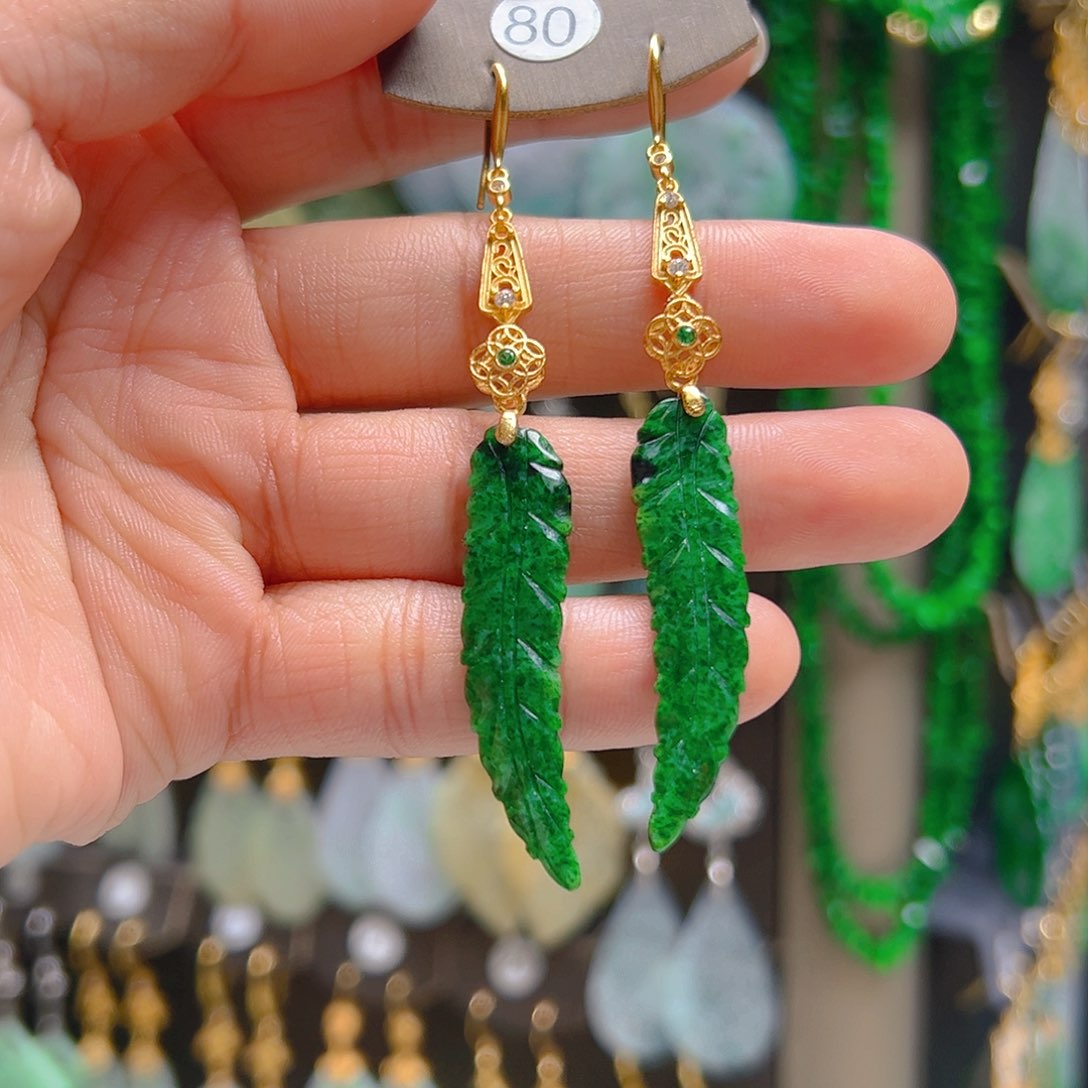 银S925镶嵌翡翠耳饰