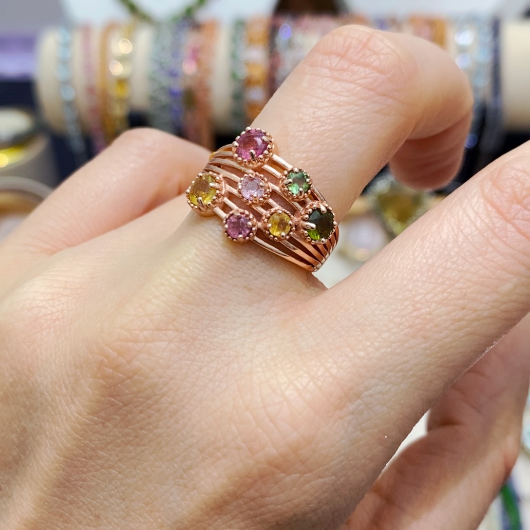 碧玺戒指银S925镶嵌戒指