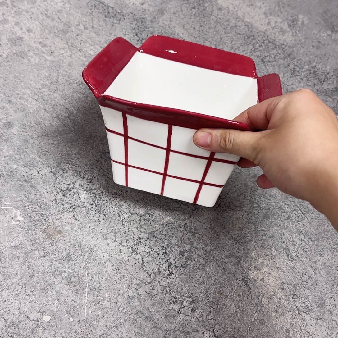 棉麻微瑕一个格子桶