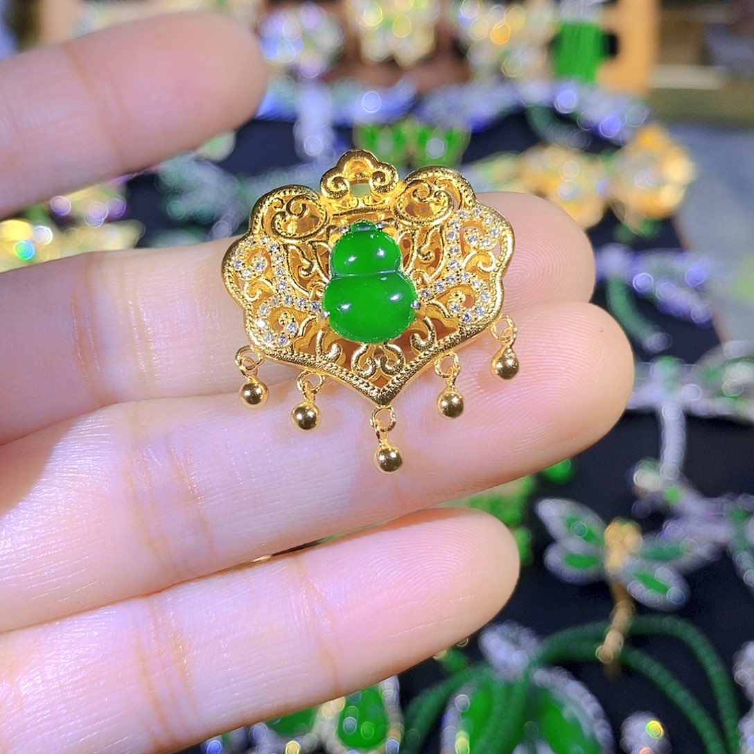 吊坠(不含链)银S925镶嵌翡翠