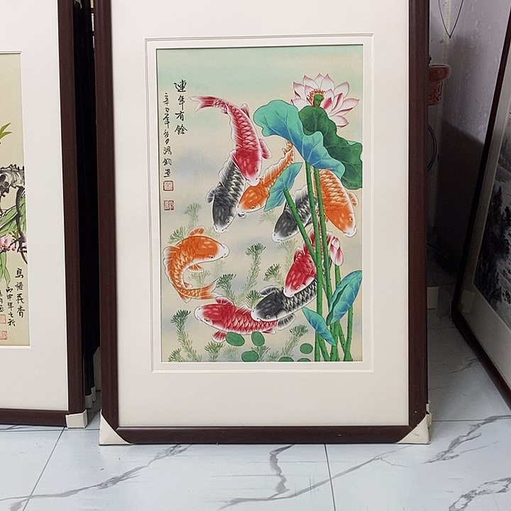 国画手绘作品带框发货