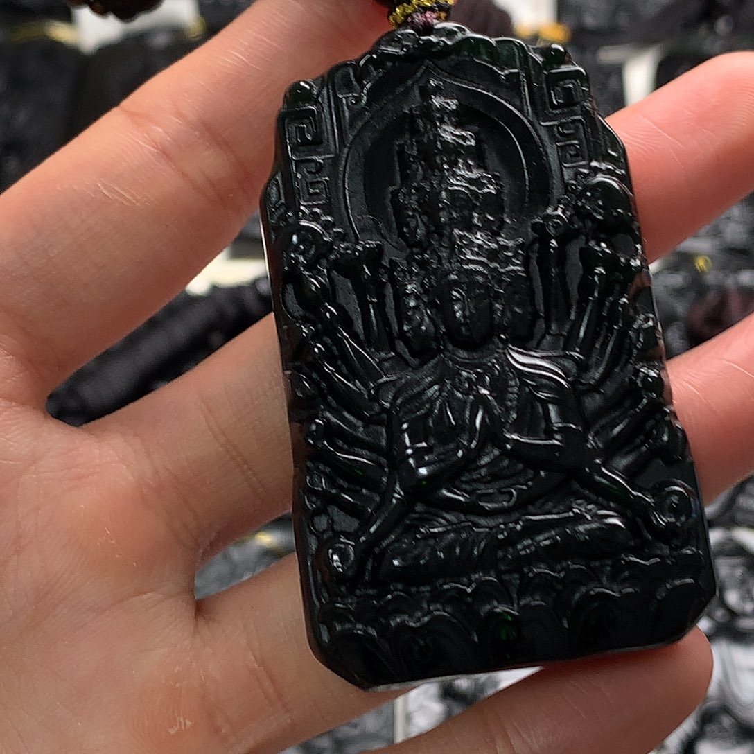 天然缅甸a货钢琴黑挂件